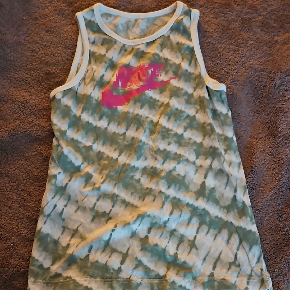 Nike Green and Pink Kids L Tie-Dye Tank Top Sporty Comfort